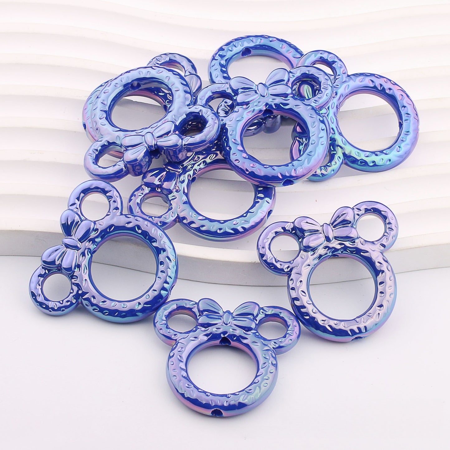 Deep UV Color Plated Solid Color Mickey Ring Head Acrylic Beads 2pcs 10