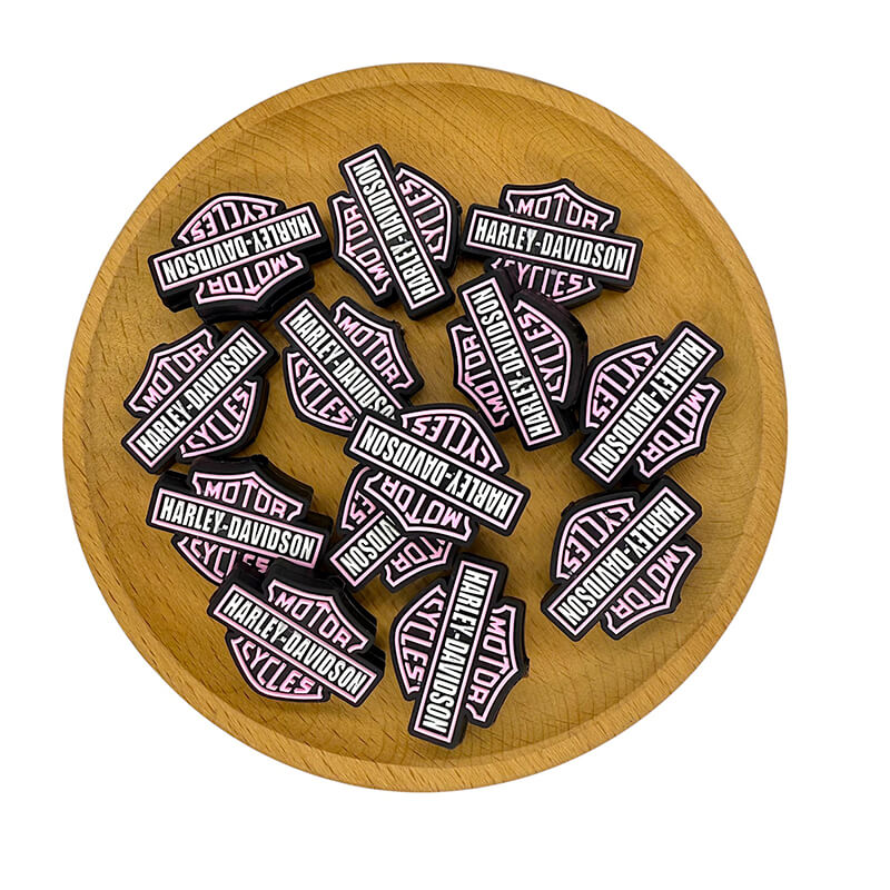 Silicone Focal Beads Harley Davidson Black Shield Emblem 20pcs 3