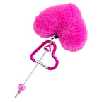 Beadable Metal Keychains With Heart Pom Poms