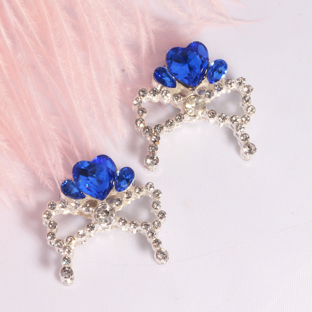 Alloy Crystal Bow Knot Heart Shape Beads 23mm 5pcs 8