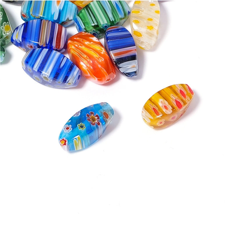 Millefiori Irregular Shaped Glass Beads 17mm Vivid Floral Pattern 10pcs 4