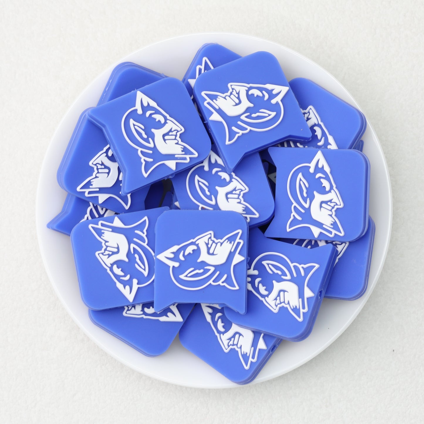 Blue Football Team Logo Silicone Focal Beads 20pcs 2