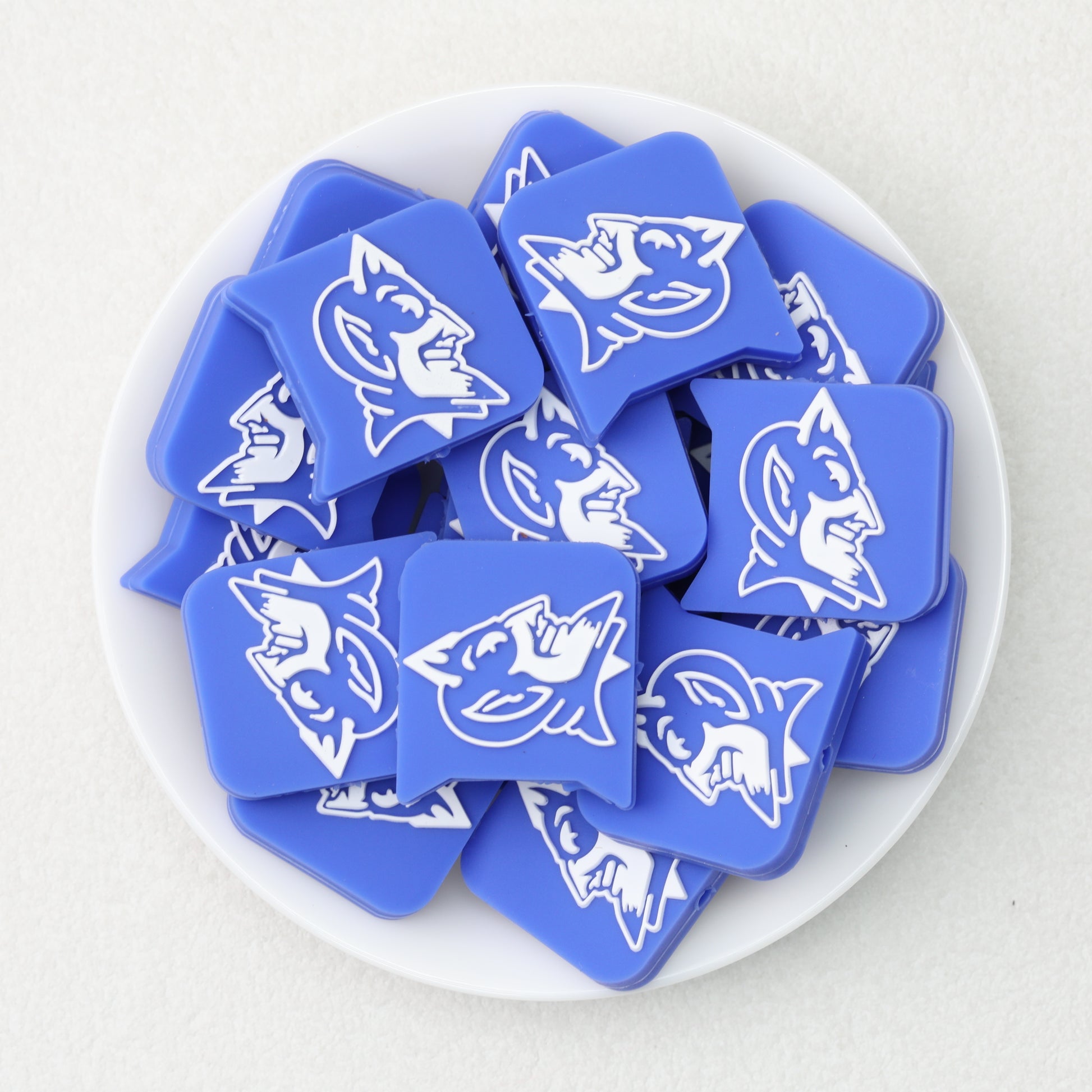 Blue Football Team Logo Silicone Focal Beads 20pcs 2