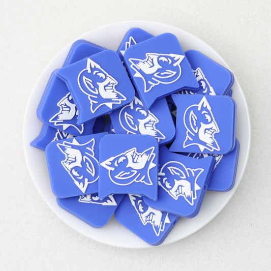 Blue Football Team Logo Silicone Focal Beads 20pcs 2