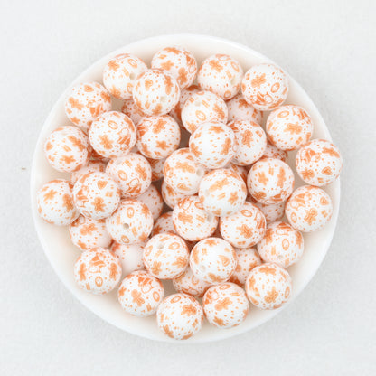 Christmas Theme 15mm Printed Silicone Round Beads 50pcs 3