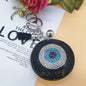 Rhinestone Evil Eye Keychain Alloy Round Colorful Tassel Charm 7