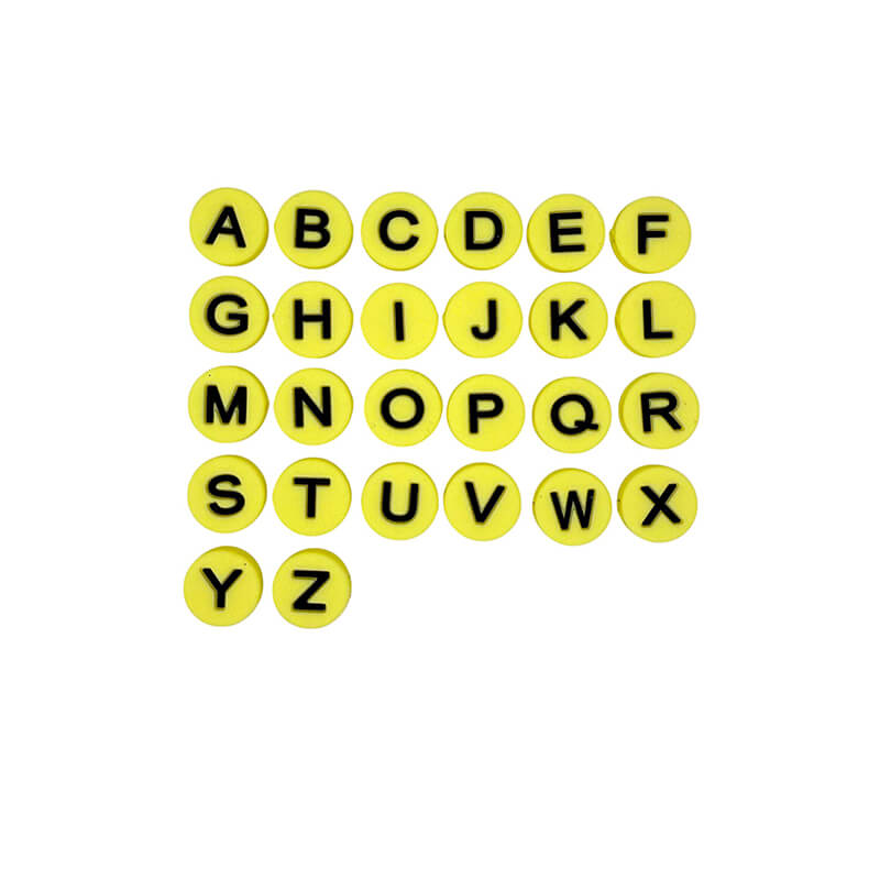 15mm Silicone Letter Beads Flat 7 Color Alphabet Mix A-Z 26pcs 6