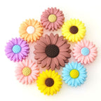 Silicone Focal Beads Daisy Sunflower Round Layout 20pcs 2
