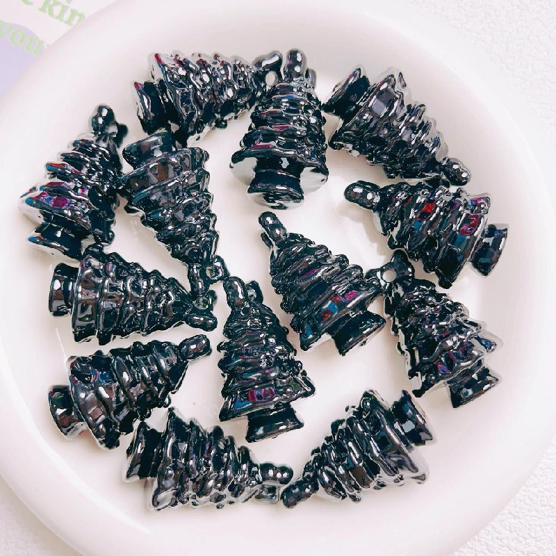 Glossy Christmas Tree Acrylic Beads 36x22mm Colorful Mixed 5pcs 6
