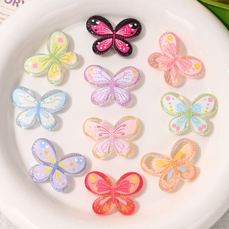Butterfly Shaped Acrylic Beads Chunky Radiant 29mm 10pcs