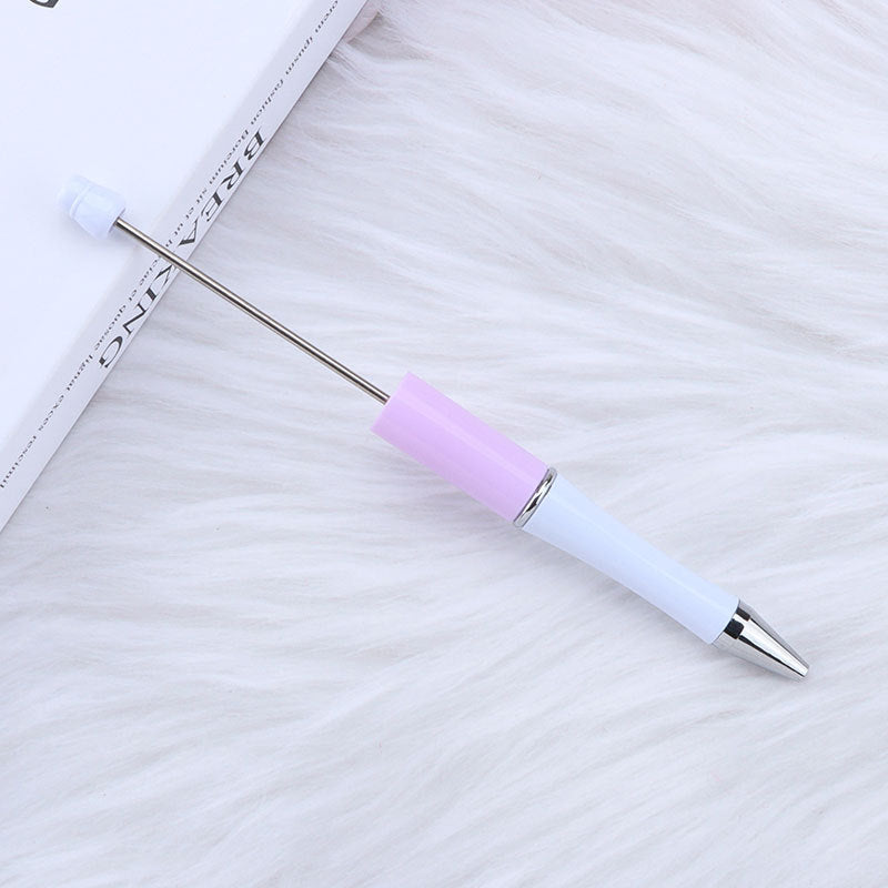 Beadable Pens Wholesale, Two Color Plastic Pastel White Barrel Ballpoint, 11.5mm x 145mm