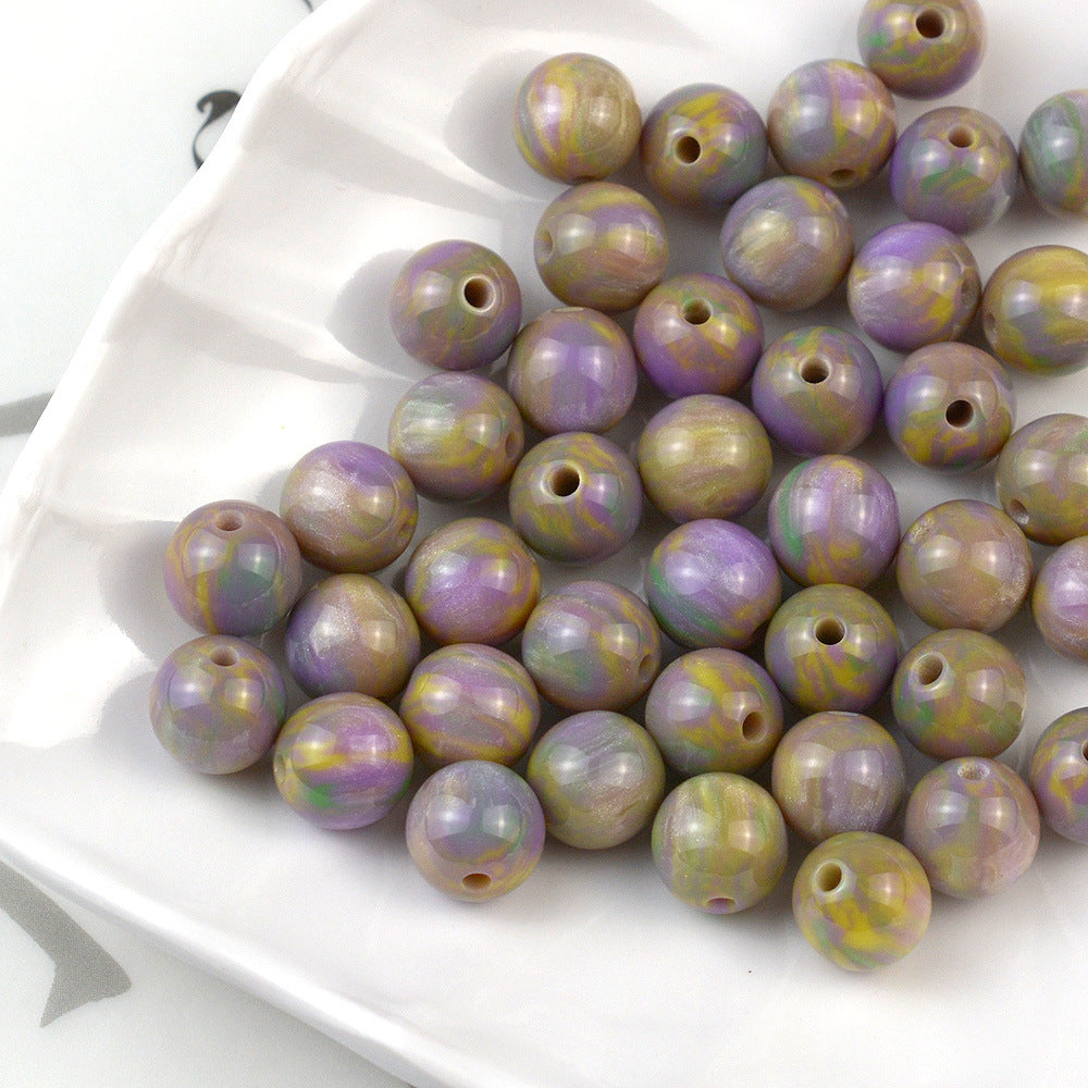 Resin Round Beads 8mm 10mm Starry Lacquer Effect 100pcs 13