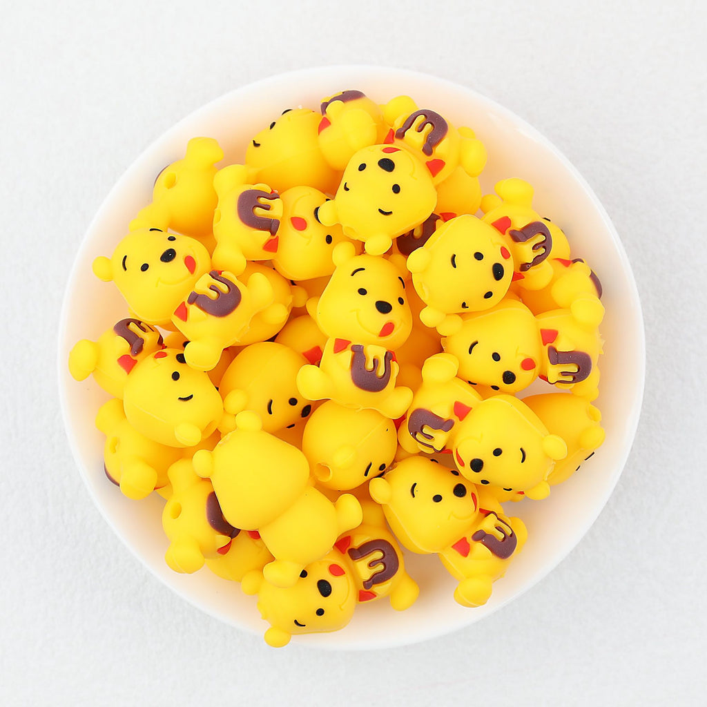 Silicone 3D Focal Beads Honey Winnie the Pooh Cheerful Bear Honey Pot