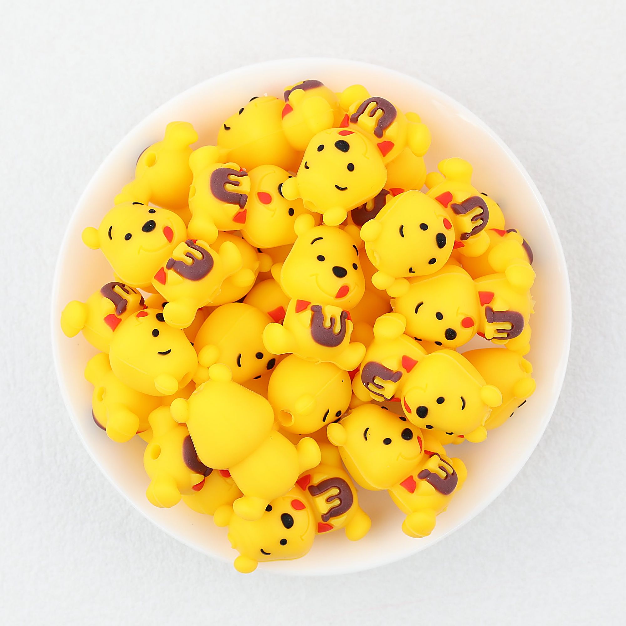 Silicone 3D Focal Beads Honey Winnie the Pooh Cheerful Bear Honey Pot