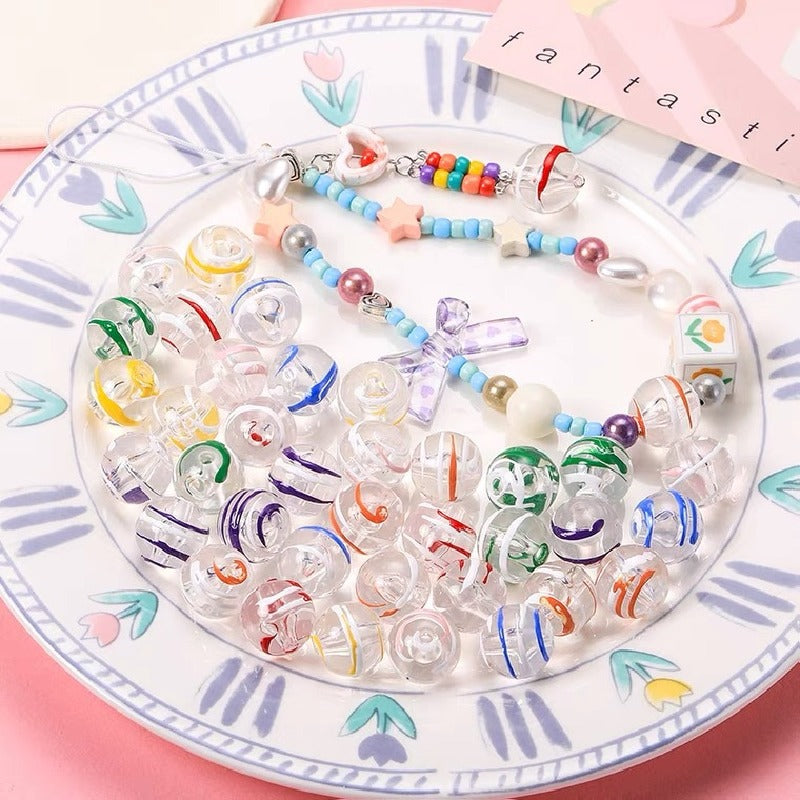 Hand Painted Wind Chimes Acrylic Beads 16mm Transparent Colorful 10pcs