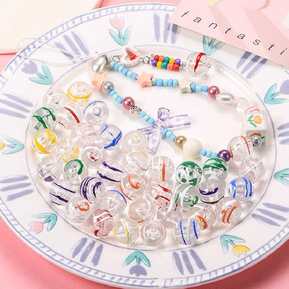 Hand Painted Wind Chimes Acrylic Beads 16mm Transparent Colorful 10pcs