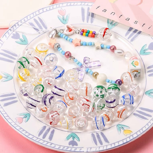 Hand Painted Wind Chimes Acrylic Beads 16mm Transparent Colorful 10pcs