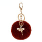 Pom Pom Keychain Alloy Ballet Girl Gold Tone with Rhinestones 17