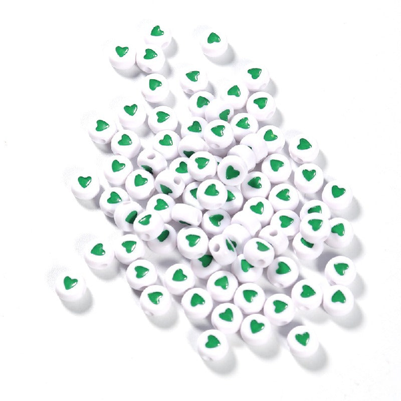 Colored Heart Acrylic Flat Round Beads 7mm Mixed Colors 200pcs 9
