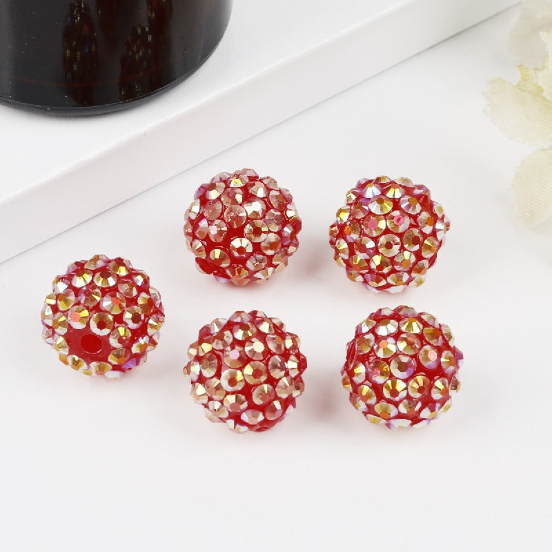 Bubblegum Ball Rhinestone Beads 12mm Multicolor Sparkle 50pcs 9