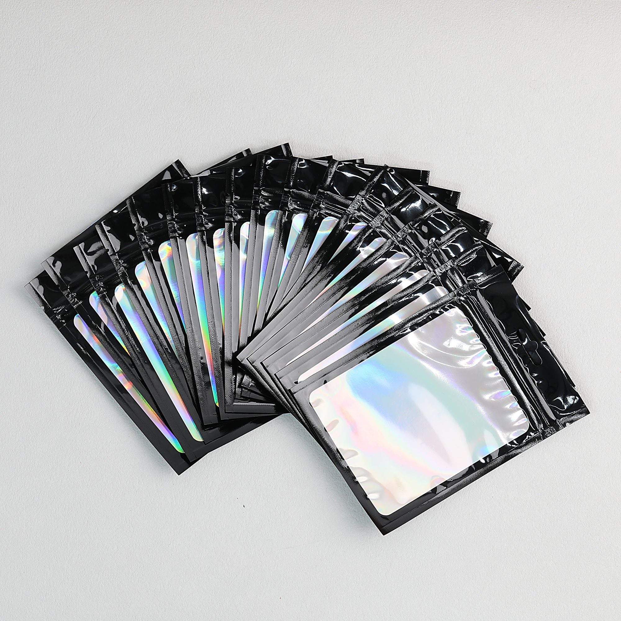 Zip Lock Bags 10.5x15cm Holographic PE Plastic Clear Window 50pcs