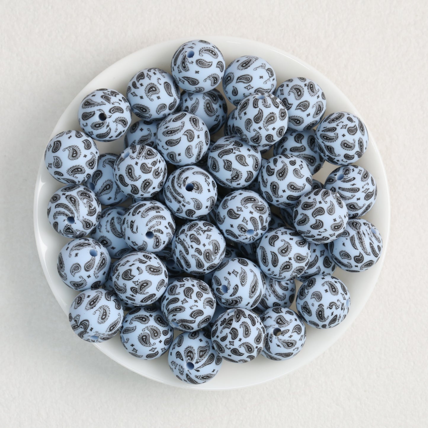 15mm Paisley Pattern Priented Silicone Round Beads 50pcs 5