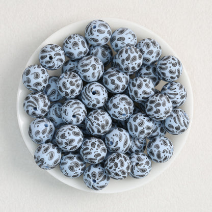 15mm Paisley Pattern Priented Silicone Round Beads 50pcs 5
