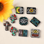 Silicone Focal Beads Jesus Faith Cross With Holly Cardinal 20pcs 9