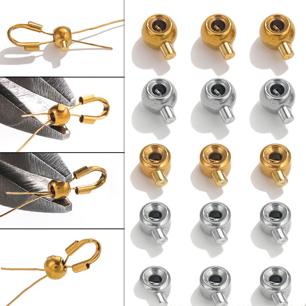 Stainless Steel Crimp Metal Beads 3mm 3.5mm Pressure Cooker Shape 20pcs