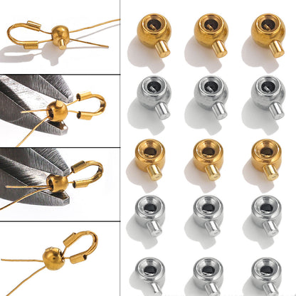 Stainless Steel Crimp Metal Beads 3mm 3.5mm Pressure Cooker Shape 20pcs