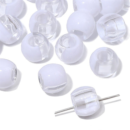 Large Hole Acrylic Beads 12mm Two-Tone Mixed Colors 60pcs 8
