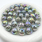 UV Finish Acrylic Plaid Round Beads 16mm Glossy Colorful 10pcs 10