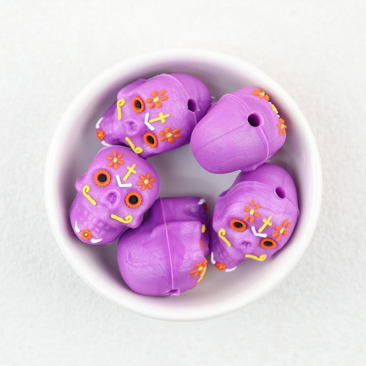  3D Halloween Colorful Skull Silicone Focal Beads 20Pcs 3