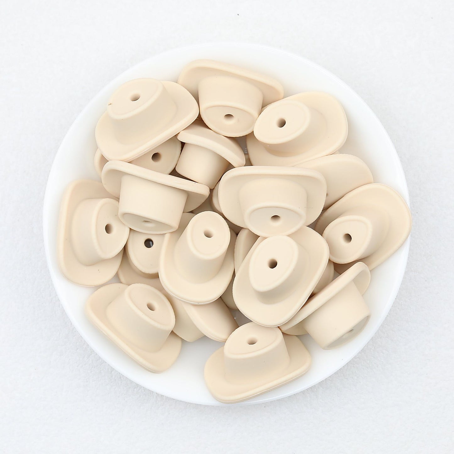 Western Style Silicone Cowboy Hat Focal Beads 20pcs - Khaki