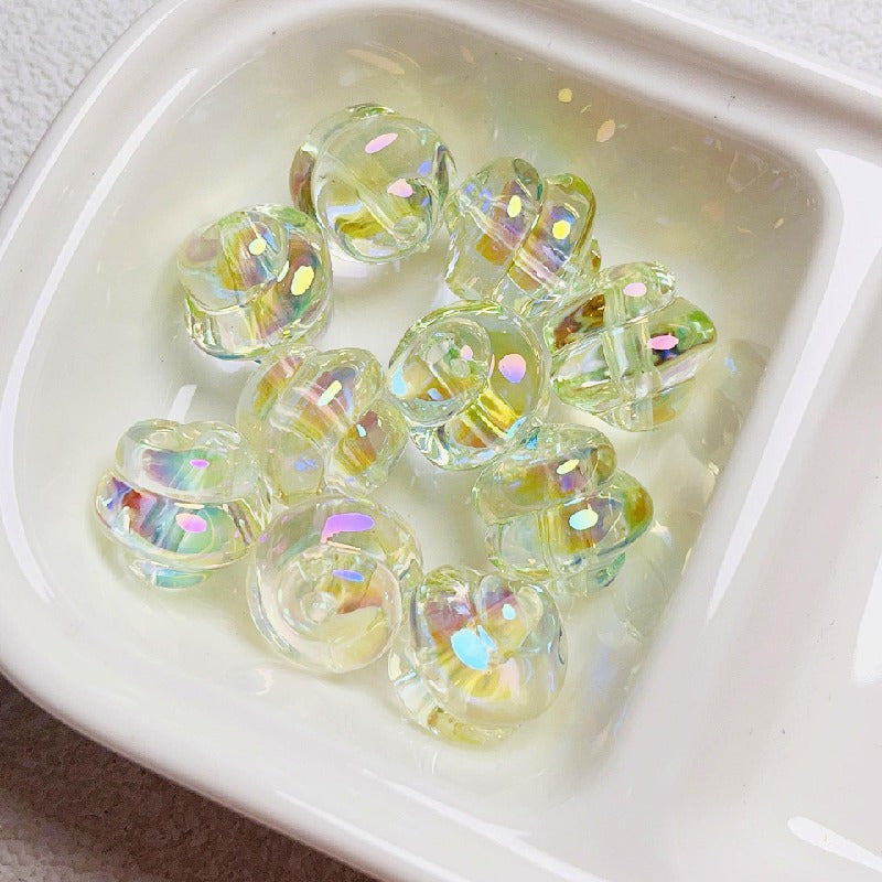 Spiral Acrylic Beads 17mm Transparent Pastel Colors 10pcs 10