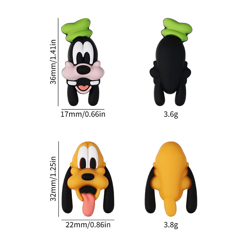 Silicone 3D Focal Beads Disney Pluto Goofy Head Green Hat Smiling Face 20Pcs 9