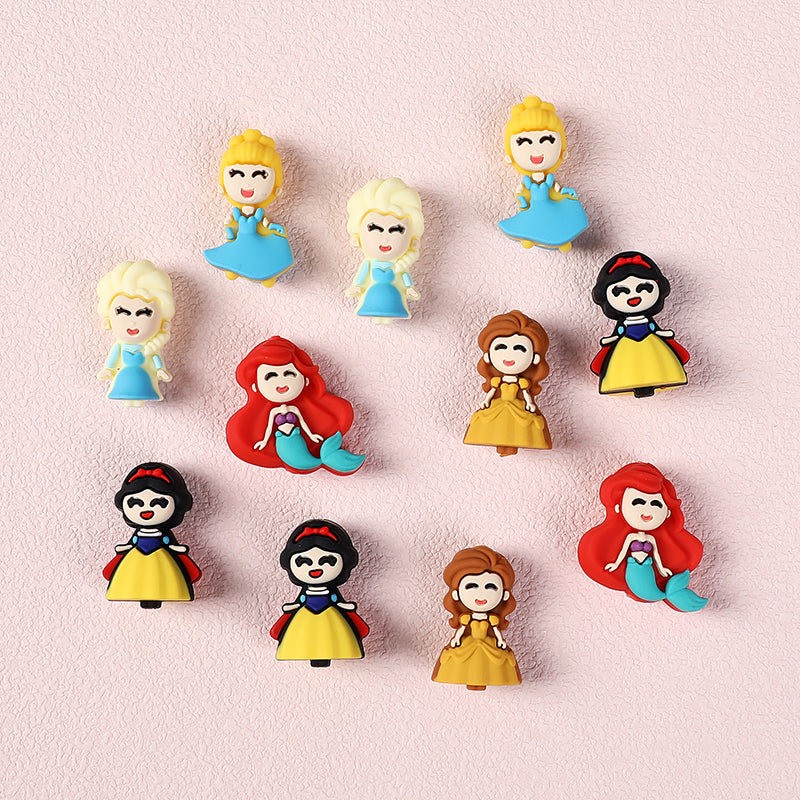 Silicone 3D Focal Beads Princess Smiling Face Colorful Design
