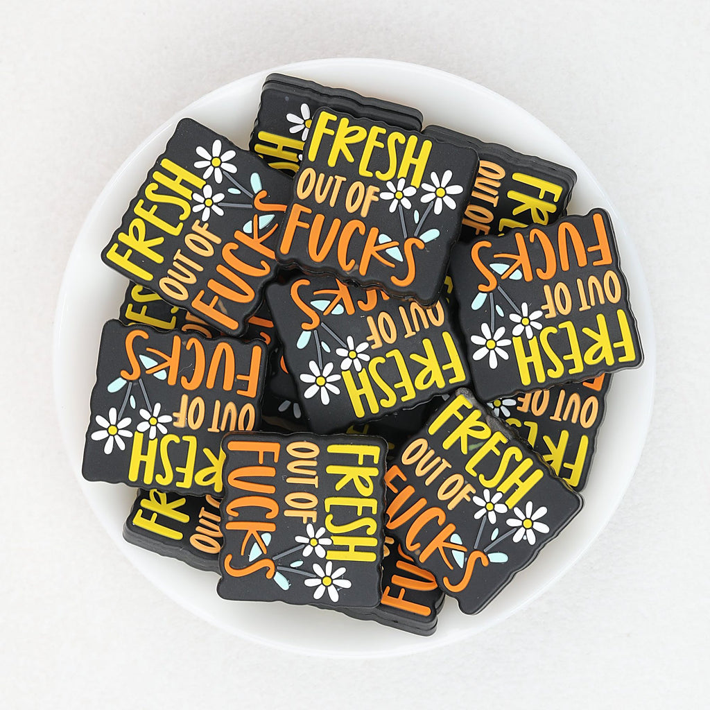 Fresh Out Of Fucks Silicone Focal Beads Rectangular 20pcs
