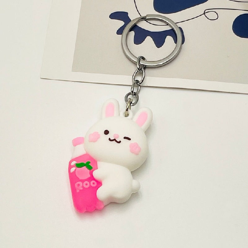 Cartoon Animal Keychain Soft PVC Soda Bottle Design 4