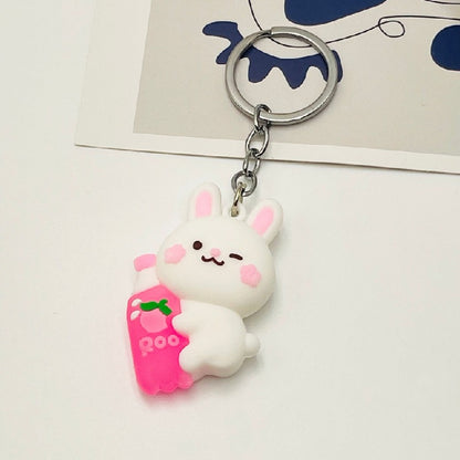 Cartoon Animal Keychain Soft PVC Soda Bottle Design 4