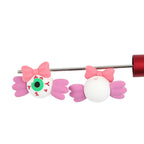 Silicone 3D Focal Beads Halloween Bow Eyes Glittery Pink Bow 20pcs