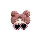Silicone Focal Beads Glass Girl Double Buns Heart Sunglasses 20pcs 6
