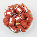 3D Brown Owl Silicone Focal Beads 20pcs