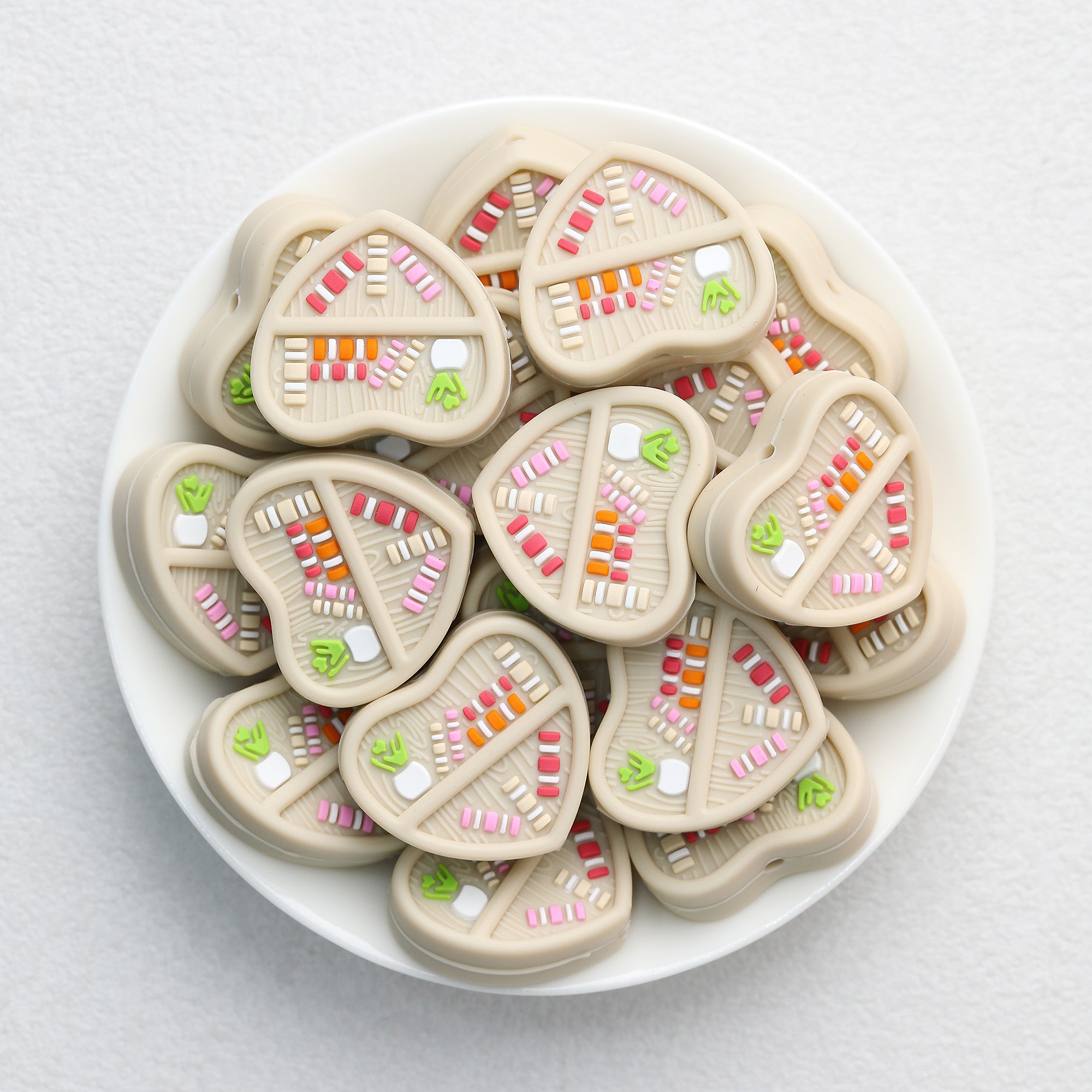 3D Heart Shaped  Bookshelf Silicone Focal Beads 20Pcs  3