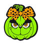 Silicone Focal Beads Halloween Pumpkin with Leopard Bow