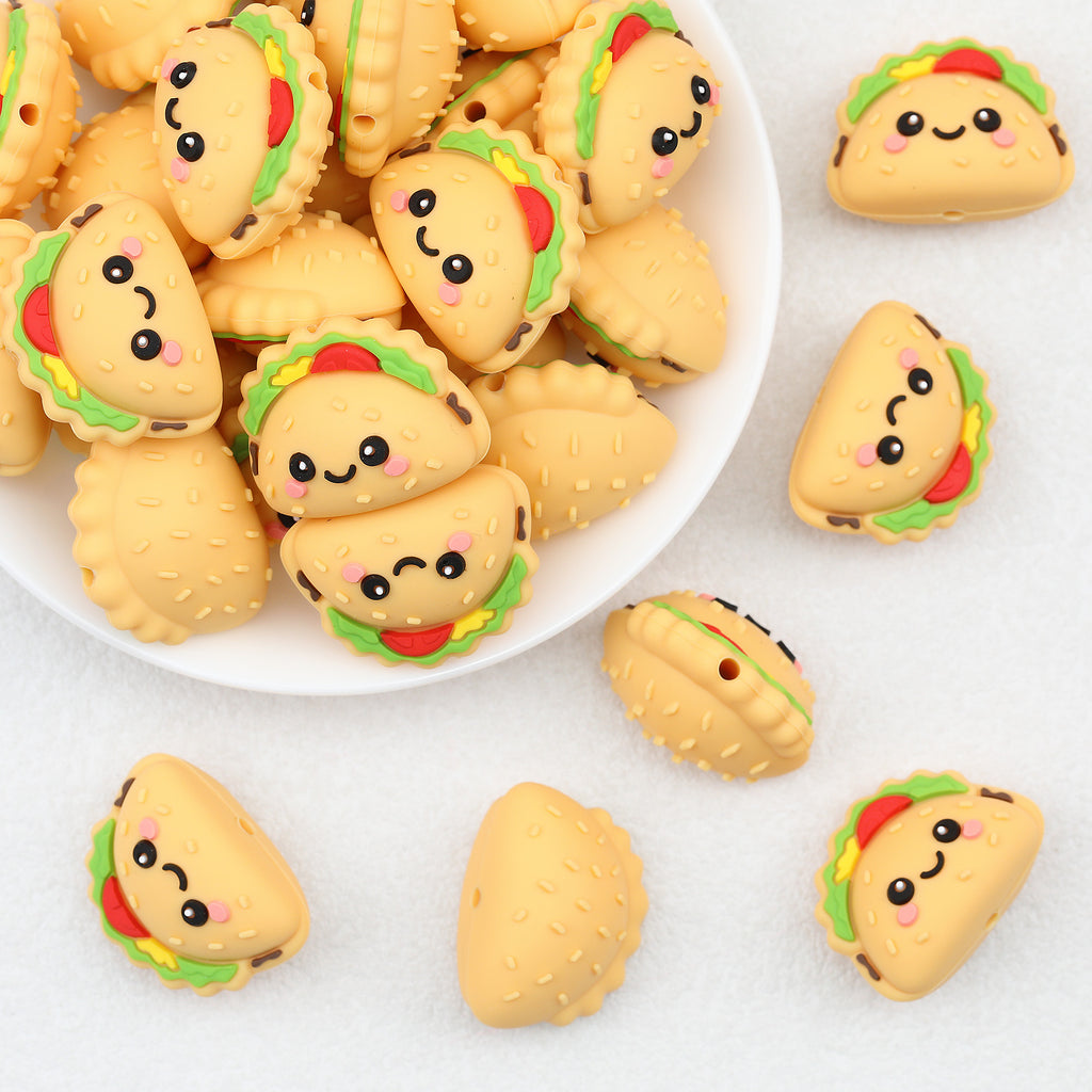 Silicone 3D Focal Beads Taco Cute Food 20 pcs