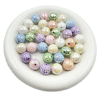 UV Finish Acrylic Plaid Round Beads 16mm Glossy Colorful 10pcs 4