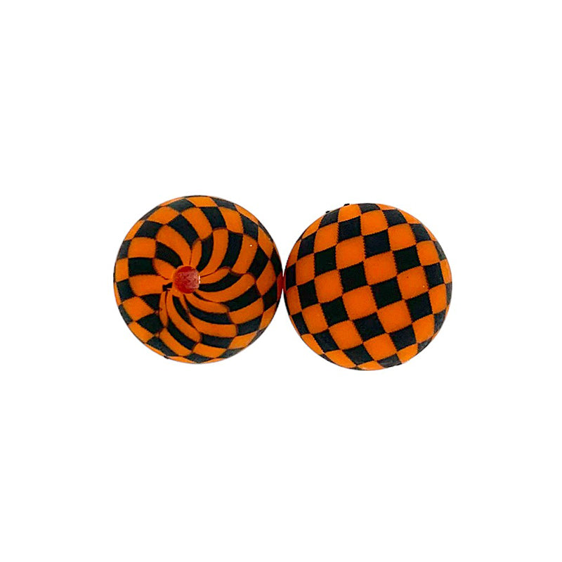 15mm Checkered Silicone Beads Classic Color Pattern 50pcs 8