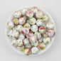 Floral Pattern 15mm Silicone Beads Light Color Printed Design 50pcs - Pink Rose