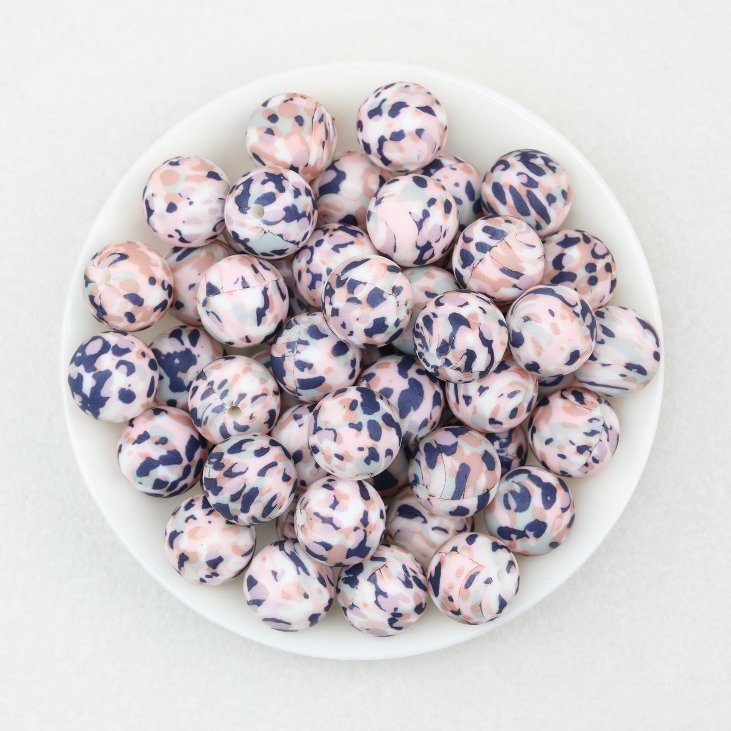 15mm Multicolor Patterned Printed Round Silicone Beads 50pcs 4